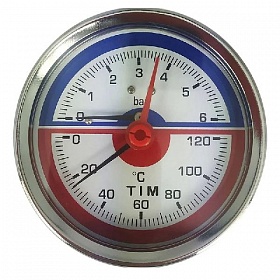 Термоманометр TIM аксиальный 6 бар, темп. 0-120 град. 1/2"