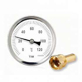 Термометр TIM Dn 40 мм, гильза 50 мм 1/2", 0...120°С
