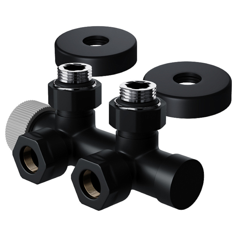 Royal Thermo Design Pro Узел для нижнего подкл. угловой для двухтруб. системы 3/4" (черный)