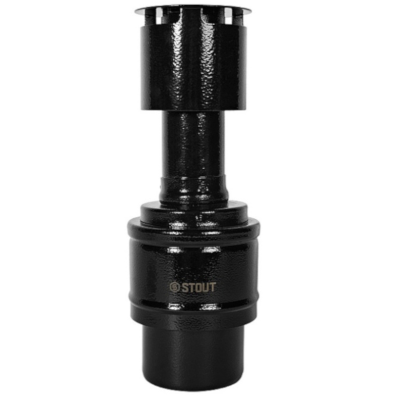 STOUT Оголовок конденсационный D60/100 с ветрозащитой D60/100 (п-п) ЧЕРНЫЙ узкий