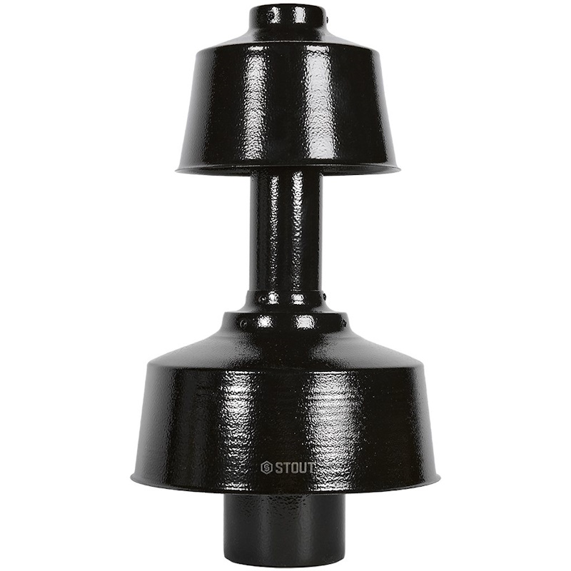 STOUT Оголовок конденсационный D60/100 с ветрозащитой D60/100 (п-п) ЧЕРНЫЙ широкий 