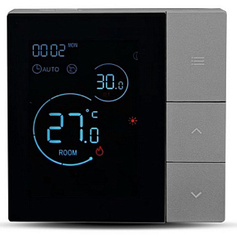 STOUT Терморегулятор теплого пола 16А, серый с кнопками