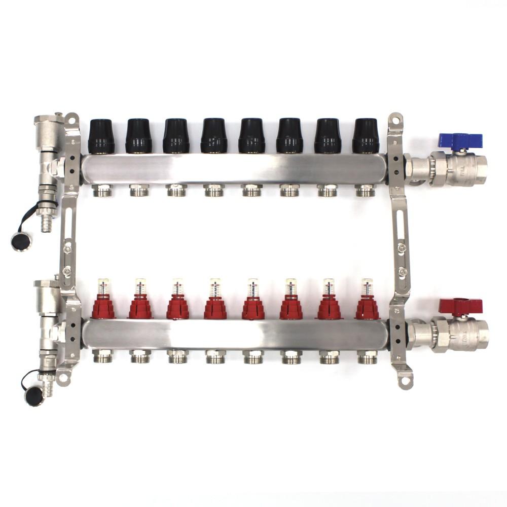 Коллекторная группа TIM из нерж. стали в сборе с расходомерами 8 выходов