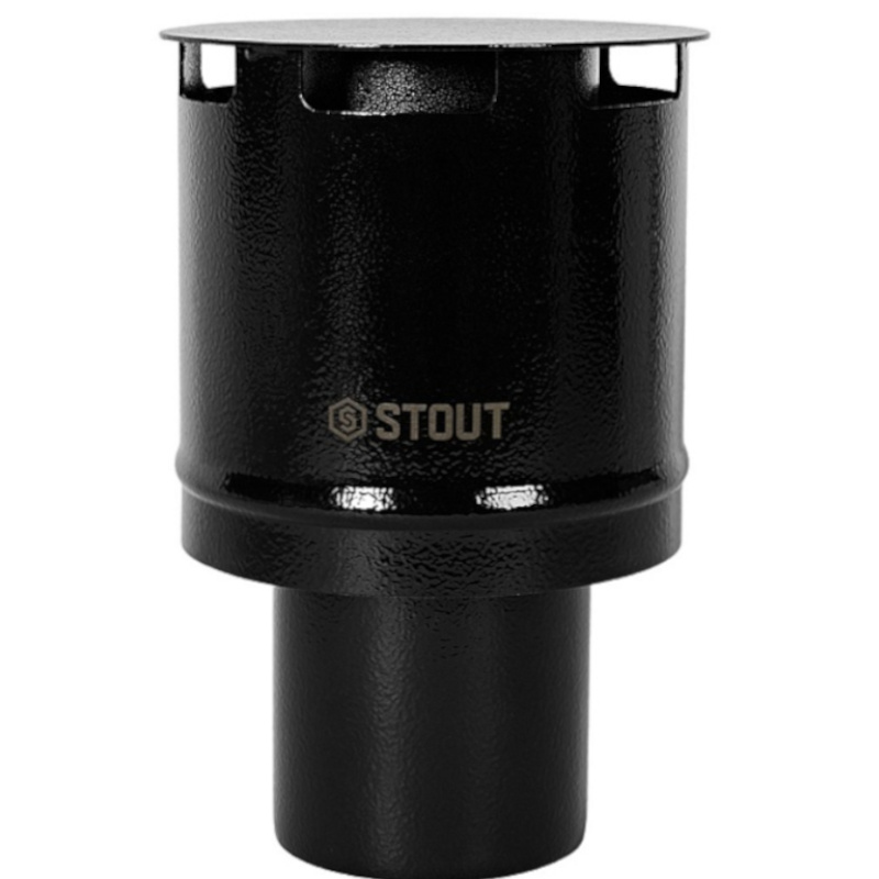 STOUT Оголовок вертикальный кондесационный с ветрозащитой D80 (п) ЧЕРНЫЙ узкий