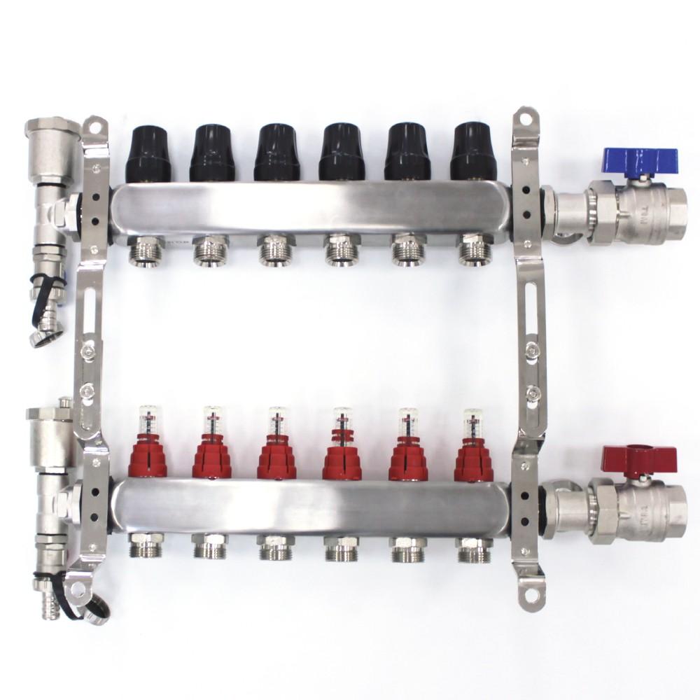 Коллекторная группа TIM из нерж. стали в сборе с расходомерами 6 выходов