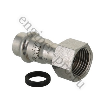VALTEC Пресс-муфта из нерж. стали с накидной гайкой 12 мм х 1/2" ВР VTi.908.I.001204