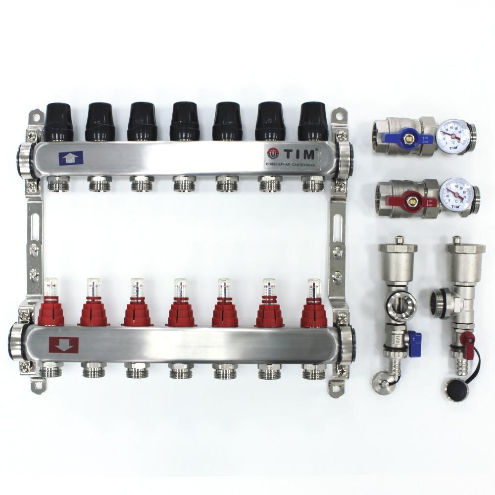 Коллекторная группа TIM из нерж. стали в сборе с расходомерами 7 выходов