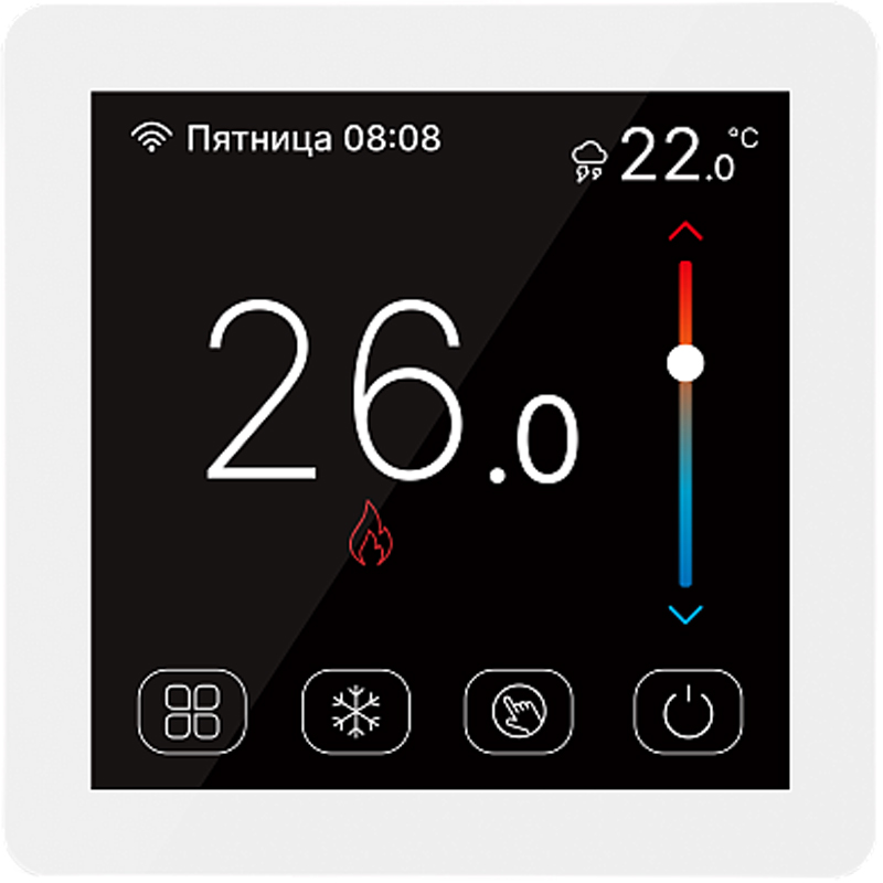 STOUT Терморегулятор теплого пола 16А, с датчиком NTC 10К - 2м, белый