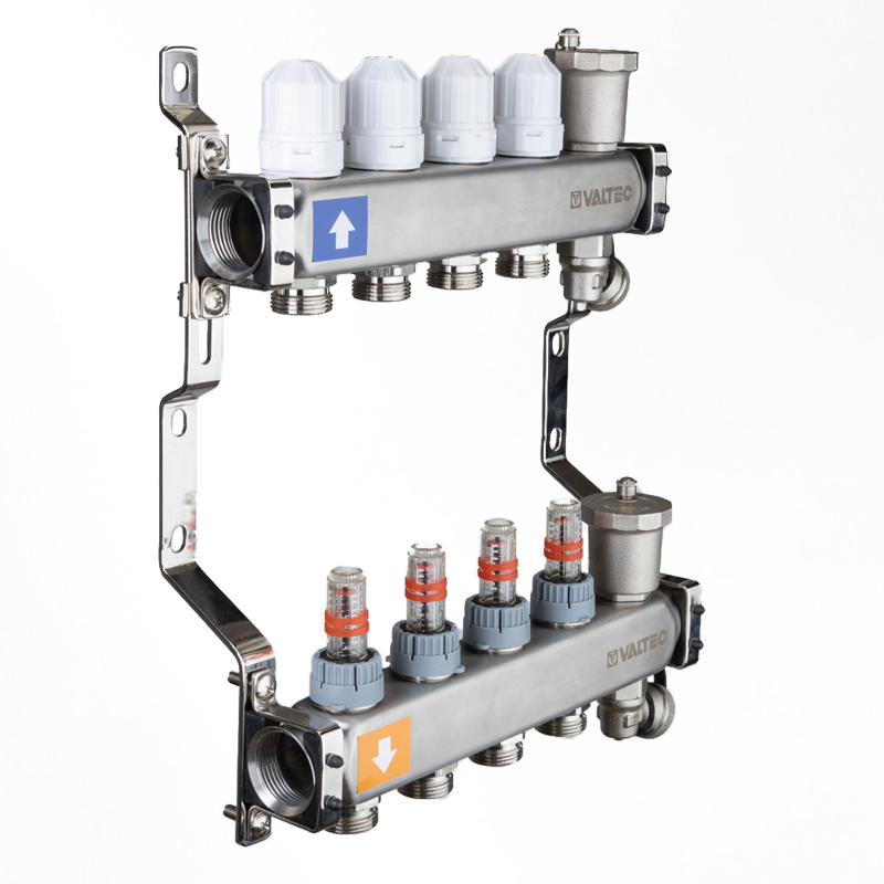 Коллекторная группа VALTEC VTc.579 из нерж. стали 3 выхода с расходомерами