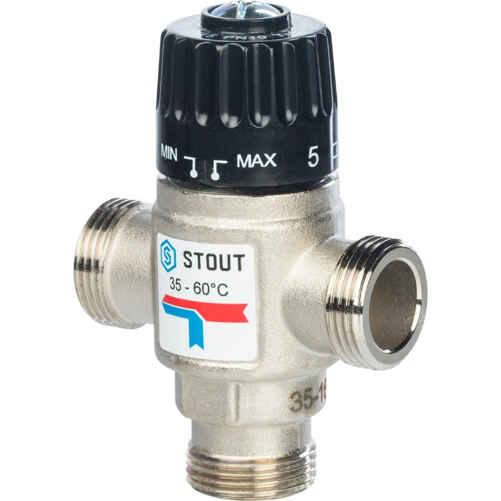 STOUT Клапан трехходовой, 3/4" НР 35-60°С (Kvs 1,6)