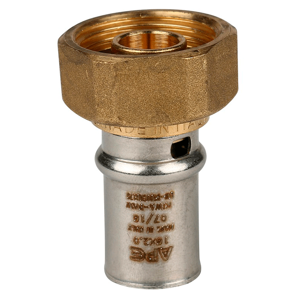 STOUT Пресс муфта с накидной гайкой 16х3/4" для металлопластиковых труб