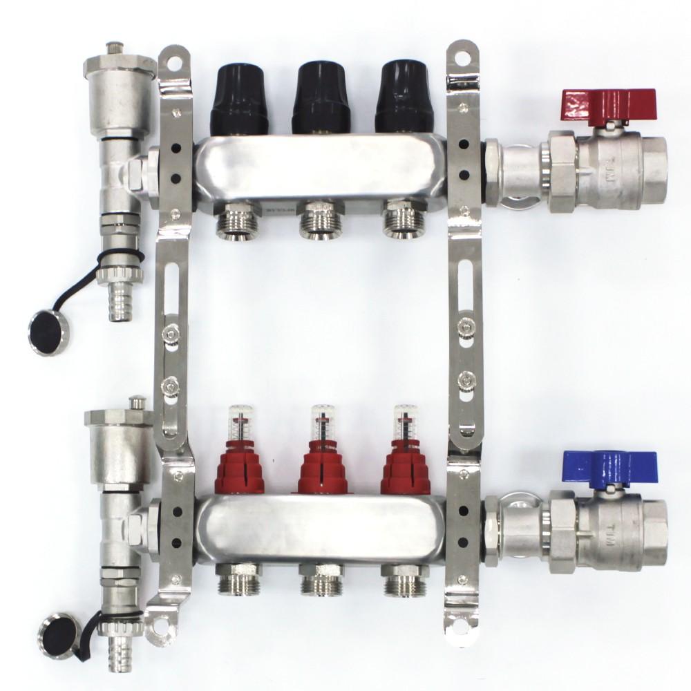 Коллекторная группа TIM из нерж. стали в сборе с расходомерами 3 выхода