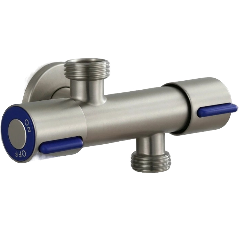 TIM Кран угловой на 2 выхода 1/2''х1/2" (в разные стороны)