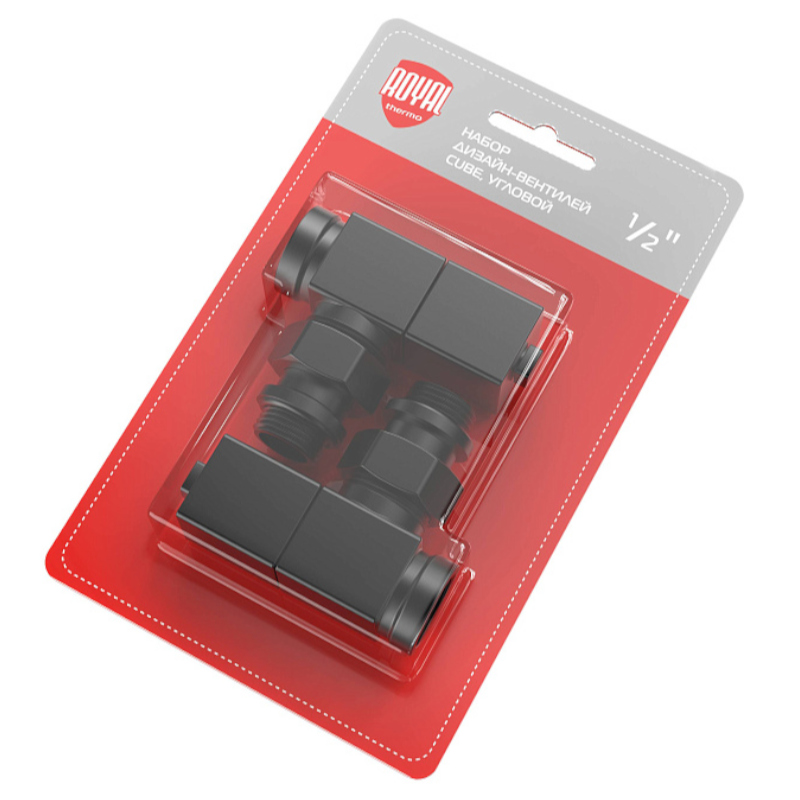 Royal Thermo CUBE Комплект дизайн-вентилей 1/2" угловой (черный)