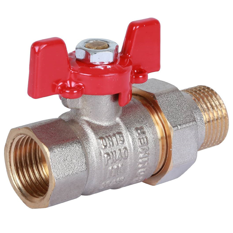 ROMMER Шаровой кран с американкой 1/2" ВН/НР, ручка бабочка