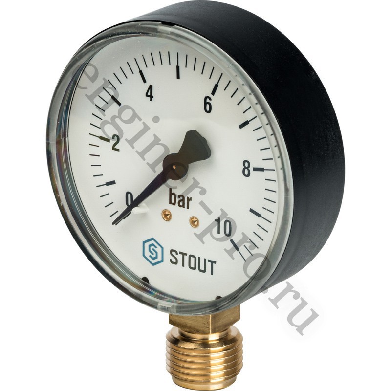 STOUT Манометр радиальный. Корпус Dn 80 мм 1/2 , 0...10 бар