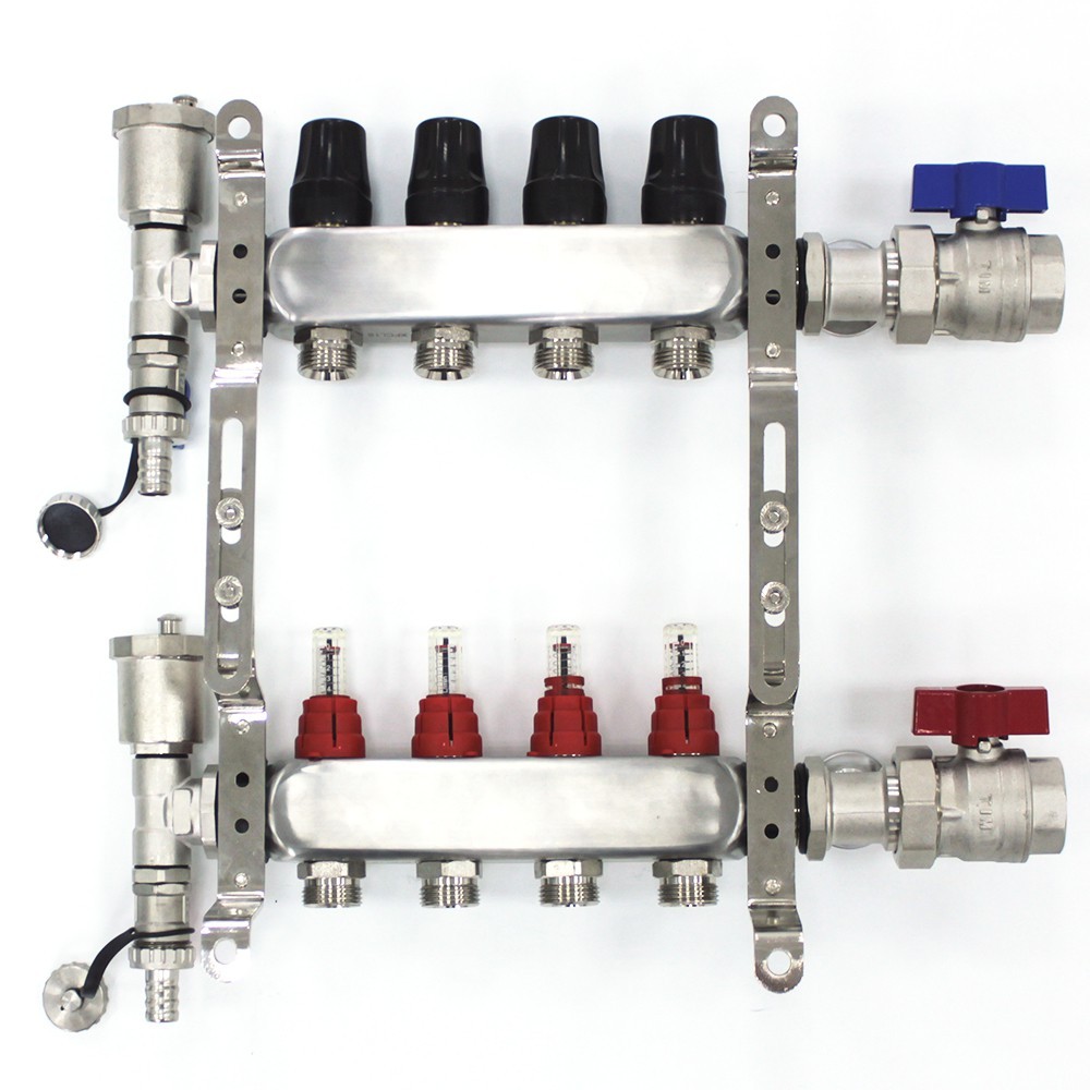 Коллекторная группа TIM из нерж. стали в сборе с расходомерами 4 выхода