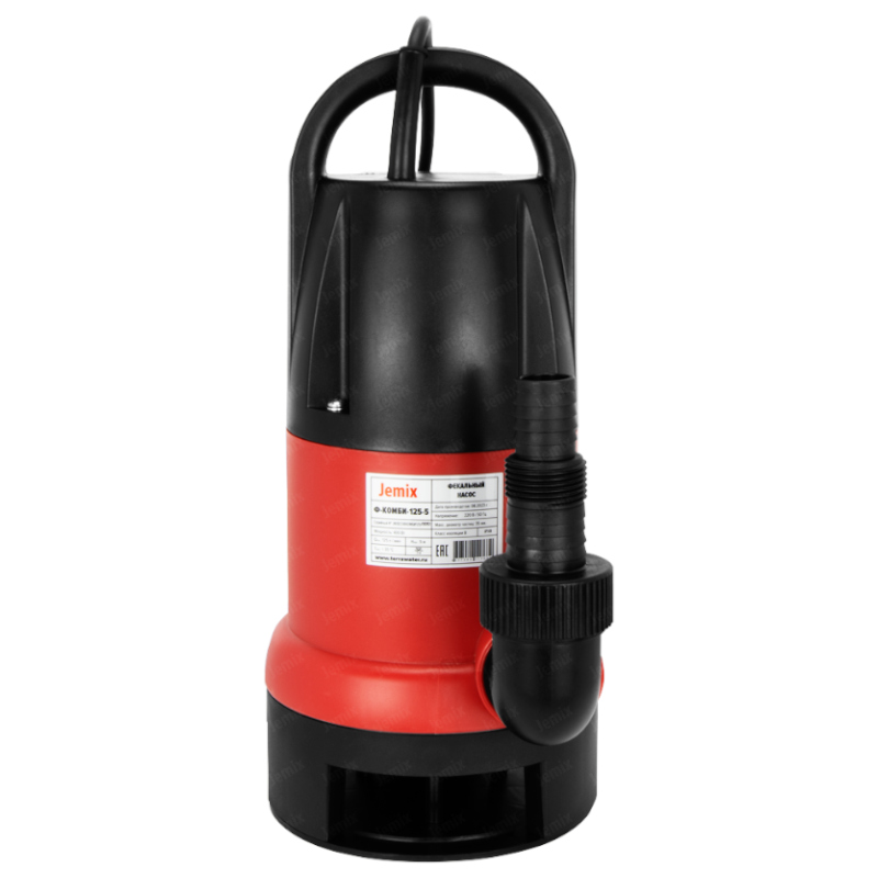 JEMIX Насос для грязной воды Ф-КОМБИ-125-5 (400 Вт, Напор 5 м, производит. 7 м3/ч, встроен. поплавок