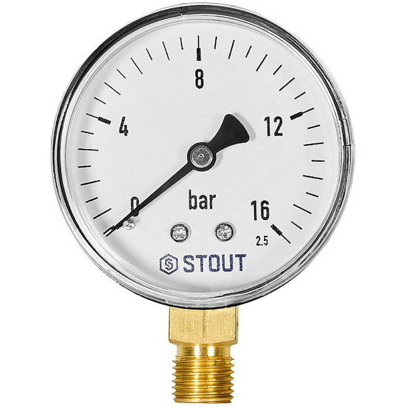 STOUT Манометр радиальный. Корпус Dn 63 мм 1/4 , 0...16 бар