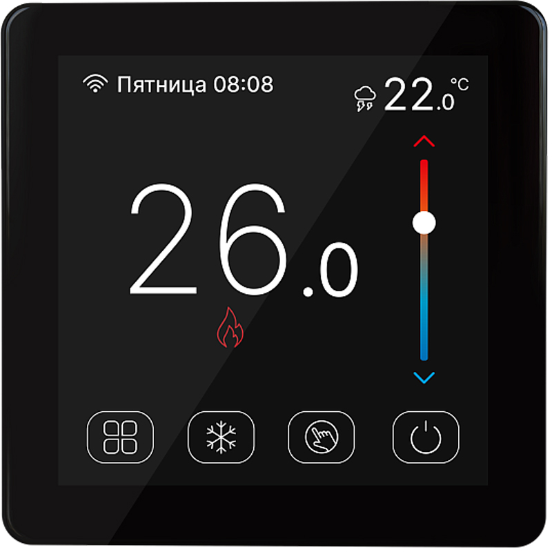STOUT Терморегулятор теплого пола 16А, с датчиком NTC 10К - 2м, черный