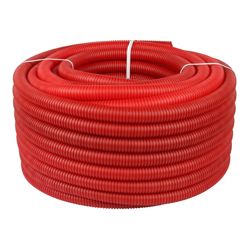 STOUT Кожух гофрированный для трубы 25 мм, КРАСНЫЙ. Бухта 50 метров