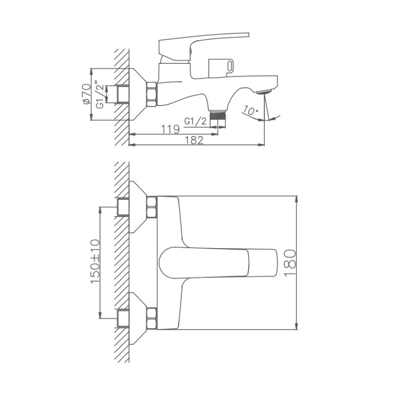 Смеситель для ванны, VALFEX Gemini Сhrome (латунь)