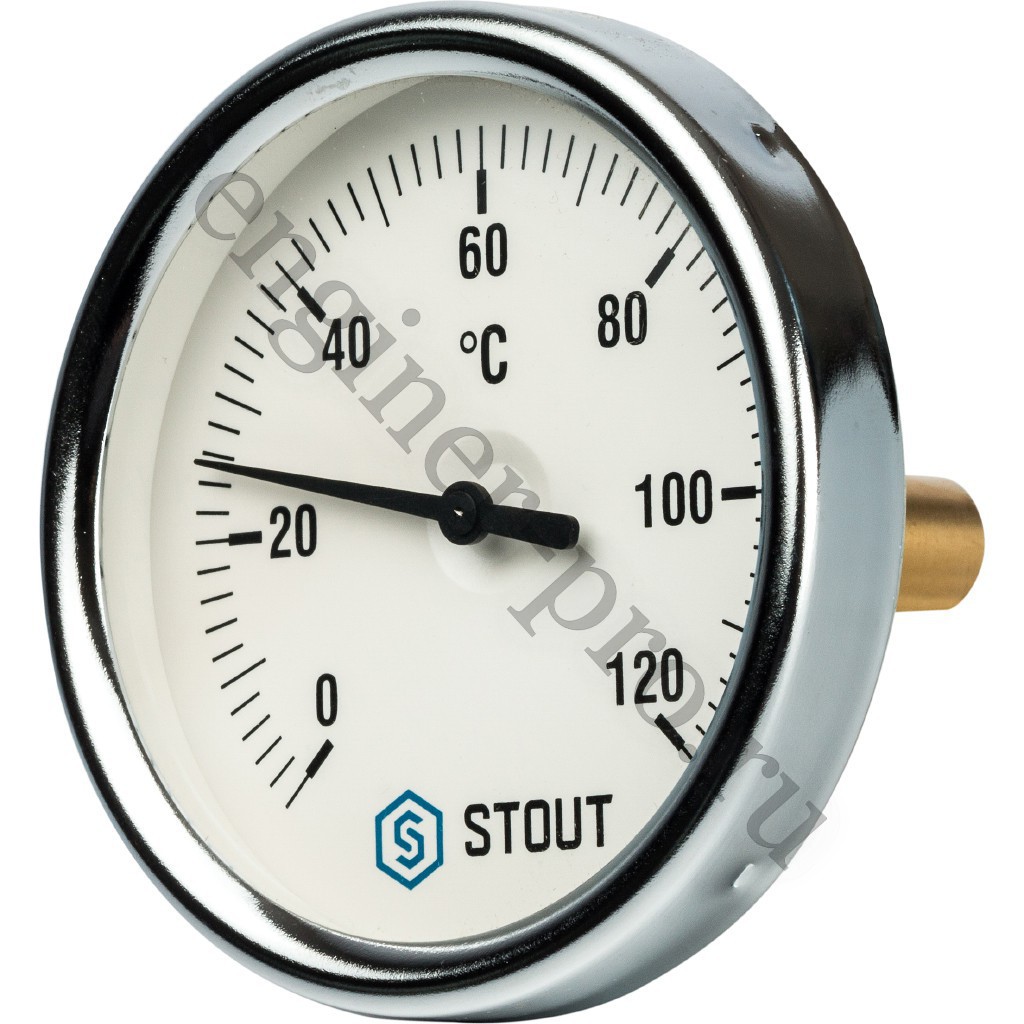 STOUT Термометр биметалл. Dn 80 мм, гильза 50 мм 1/2", 0...120°С