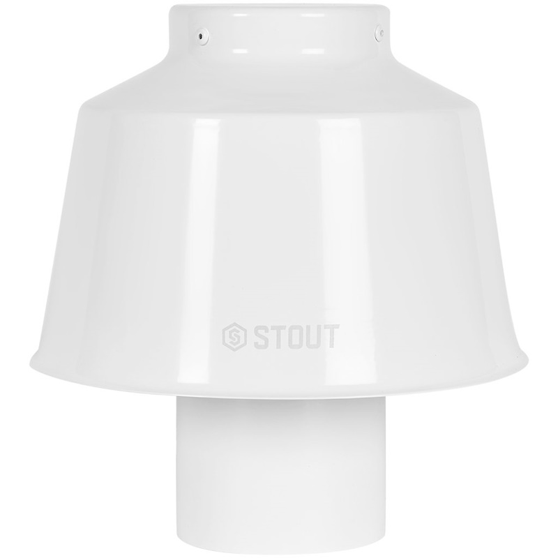 STOUT Оголовок вертикальный кондесационный с ветрозащитой D80 (п) БЕЛЫЙ широкий 