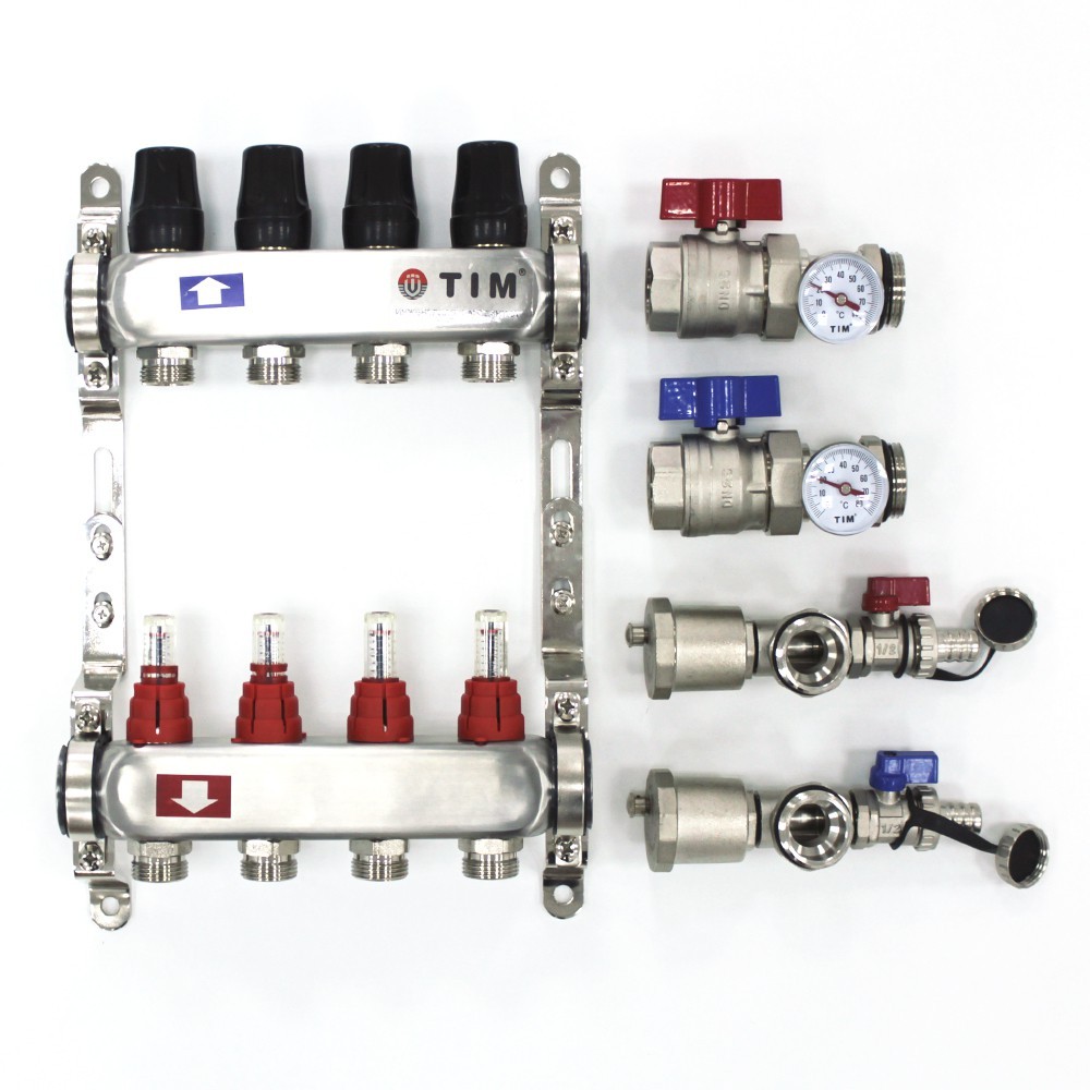 Коллекторная группа TIM из нерж. стали в сборе с расходомерами 4 выхода