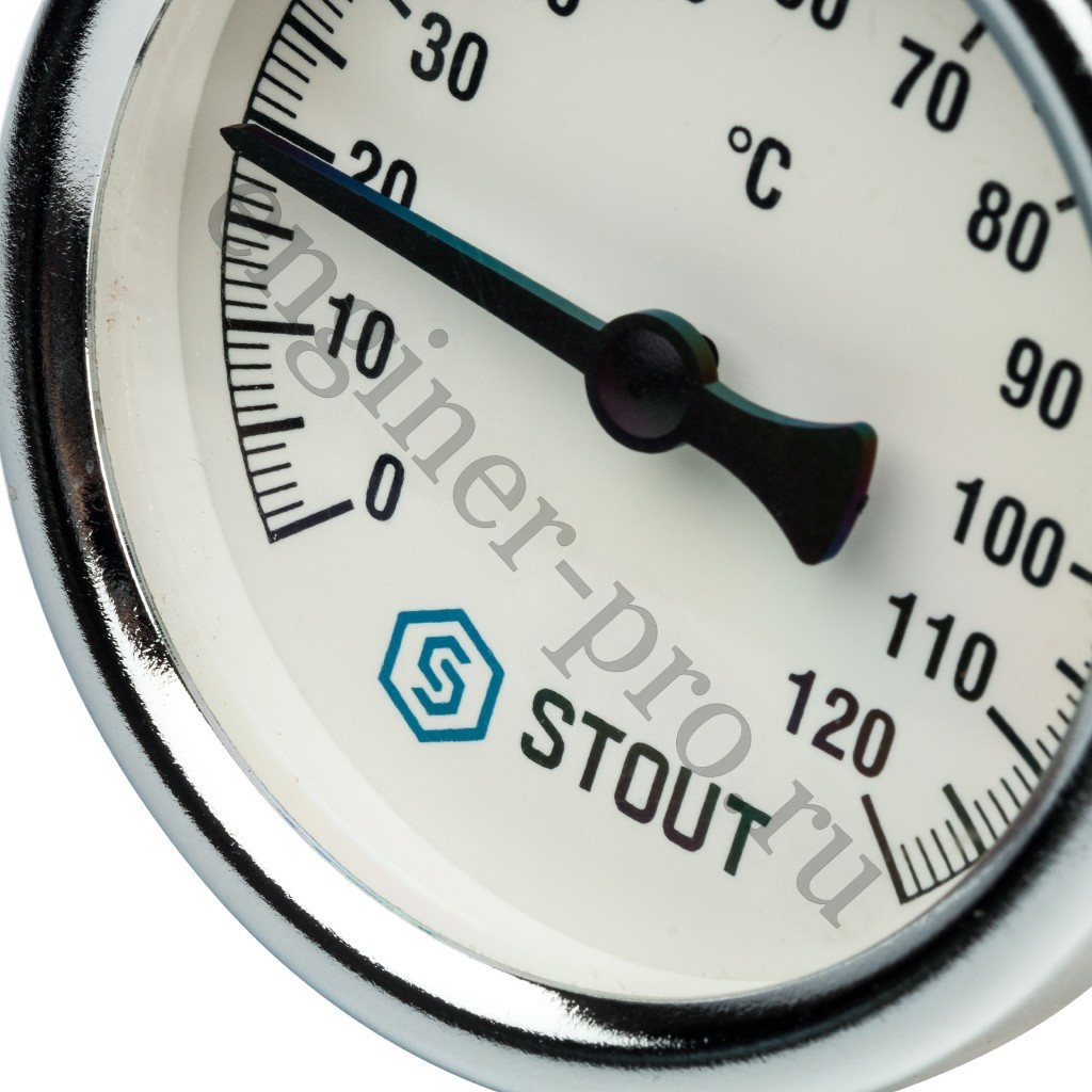 STOUT Термометр биметалл. Dn 63 мм, гильза 75 мм 1/2", 0...120°С