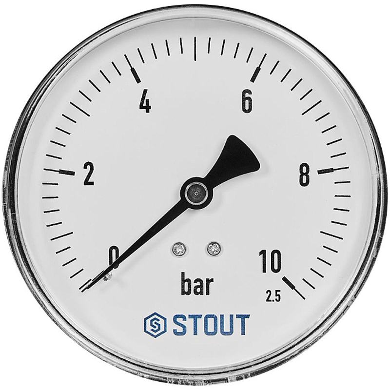 STOUT Манометр аксиальный Корпус Dn 100 мм 1/2 , 0...10 бар