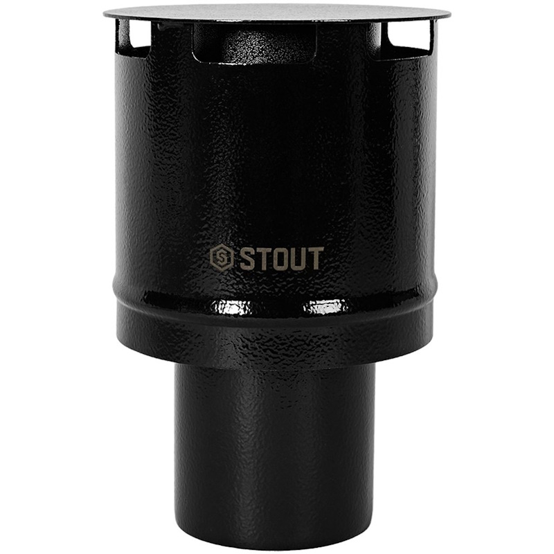 STOUT Оголовок вертикальный с ветрозащитой D80 (п) ЧЕРНЫЙ узкий