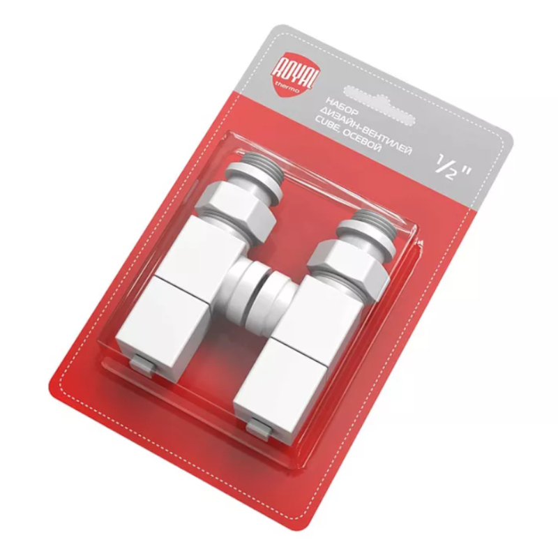 Royal Thermo CUBE Комплект дизайн-вентилей 1/2" осевой (белый)