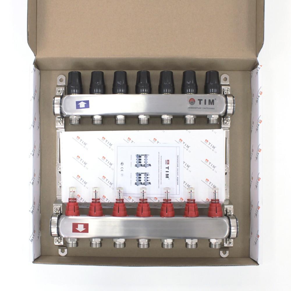 Коллекторная группа TIM из нерж. стали в сборе с расходомерами 7 выходов