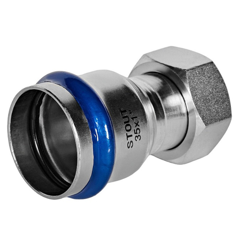 STOUT Пресс муфта с накидной гайкой из нерж. стали 35х1