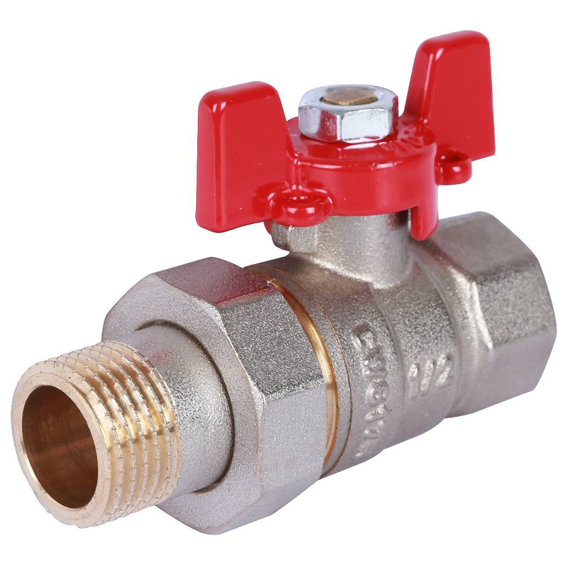 ROMMER Шаровой кран с американкой 1/2" ВН/НР, ручка бабочка