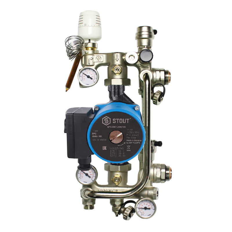 Смесительный узел для теплого VALTEC COMBI c насосом STOUT 25/6*