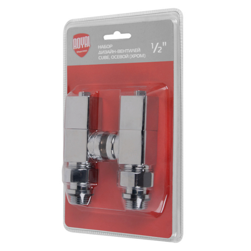 Royal Thermo CUBE Комплект дизайн-вентилей 1/2" осевой (хром)