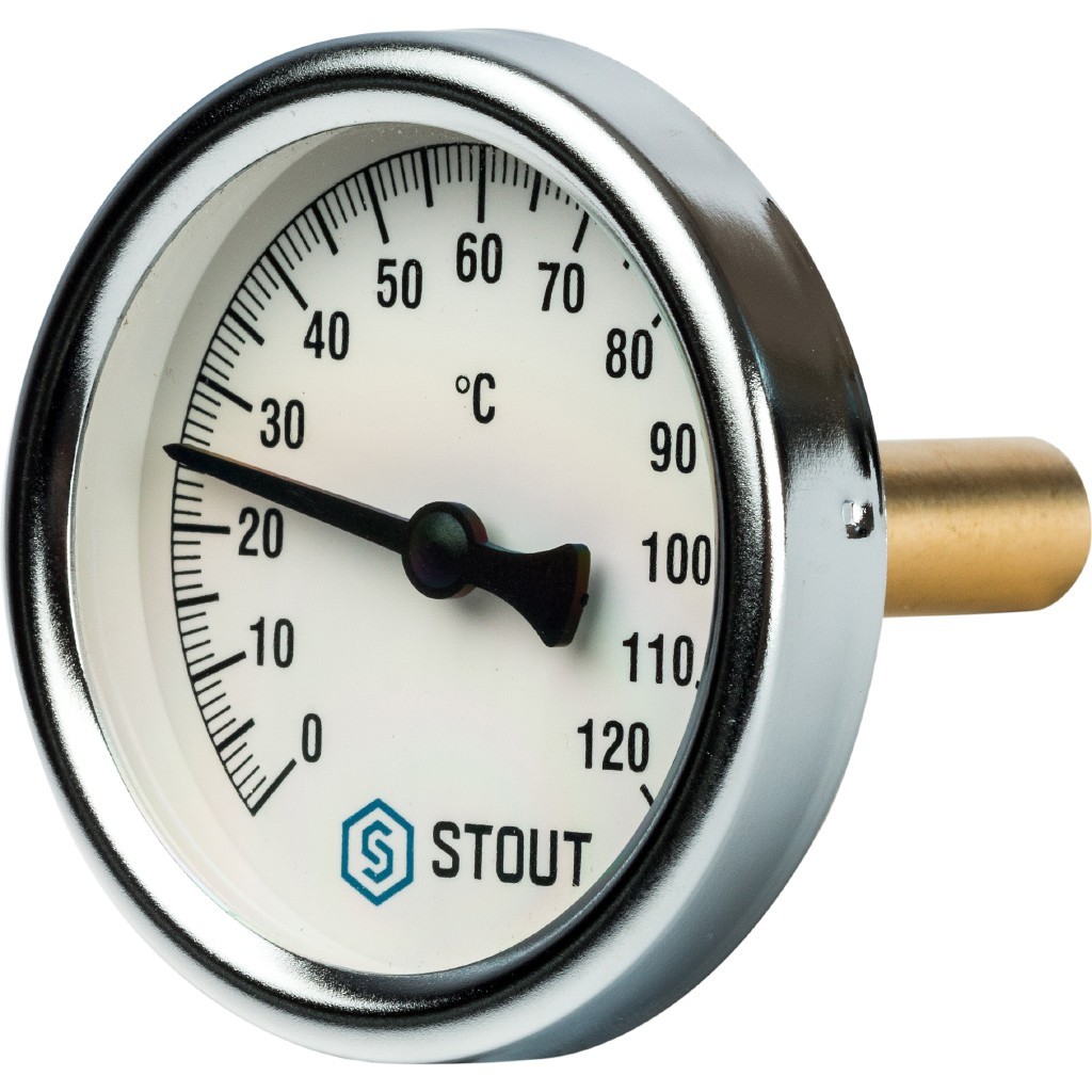 STOUT Термометр биметалл. Dn 63 мм, гильза 50 мм 1/2", 0...120°С