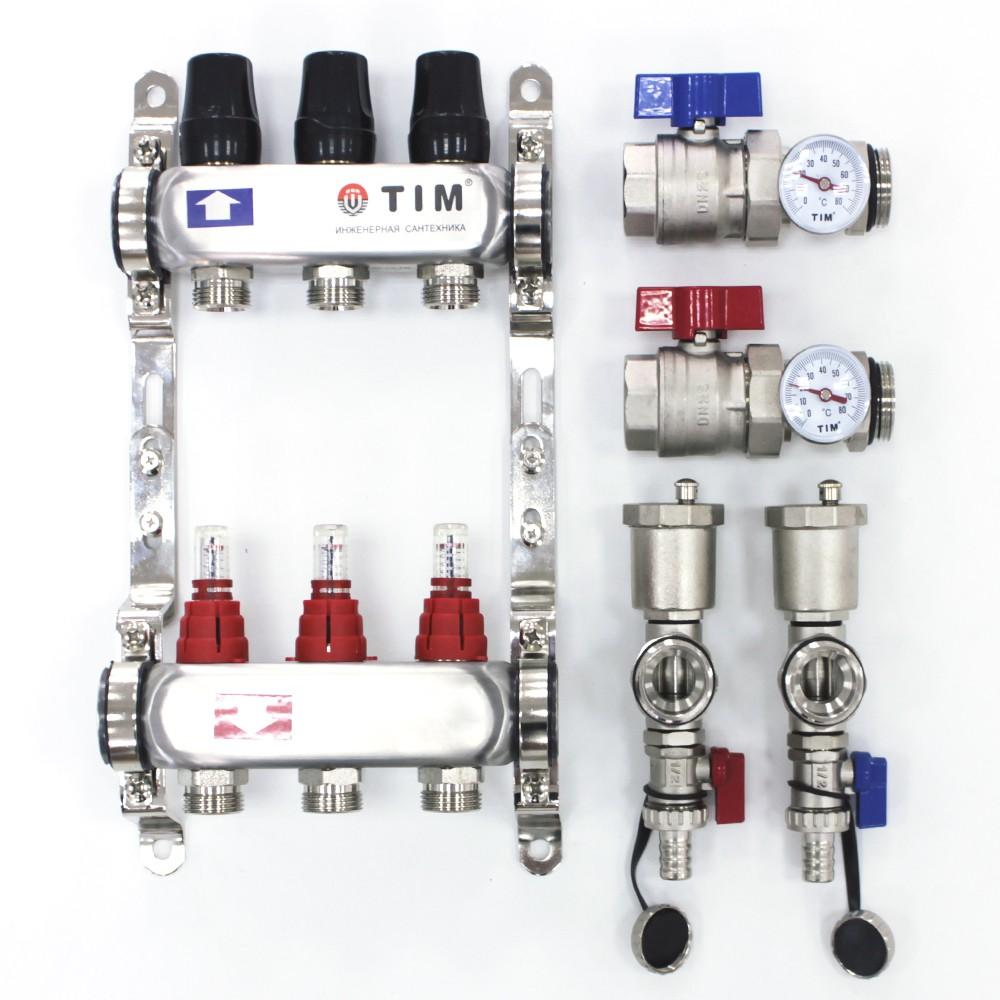 Коллекторная группа TIM из нерж. стали в сборе с расходомерами 3 выхода