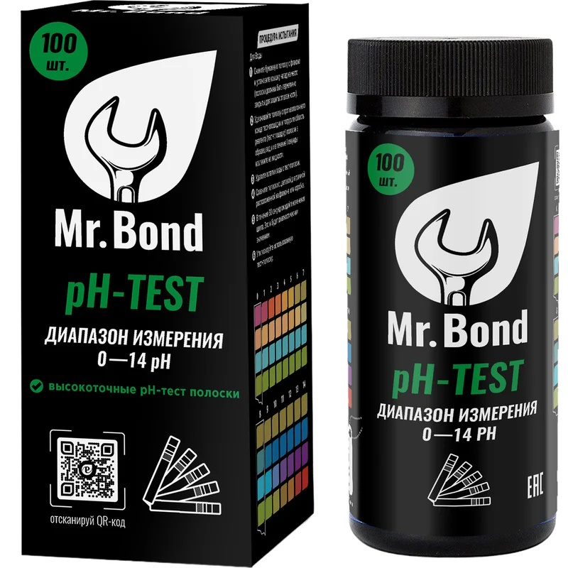 Mr.Bond pH-TEST Комплект полосок индикаторов для измерения PH, 100шт