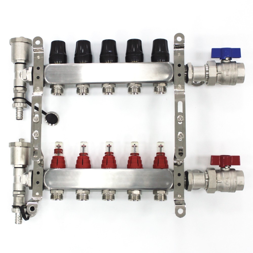 Коллекторная группа TIM из нерж. стали в сборе с расходомерами 5 выходов