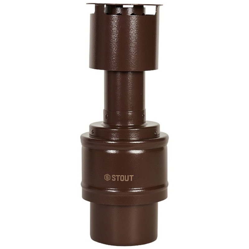 STOUT Оголовок конденсационный D60/100 с ветрозащитой D60/100 (п-п) КОРИЧНЕВЫЙ узкий