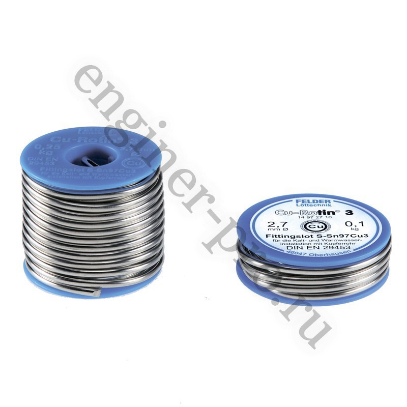 149727201 Припой мягкий медный 3, 2,7мм 250гр на шпуле Cu-Rotin*3