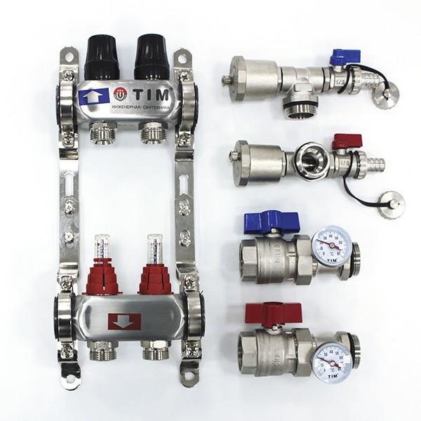 Коллекторная группа TIM из нерж. стали в сборе с расходомерами 2 выхода