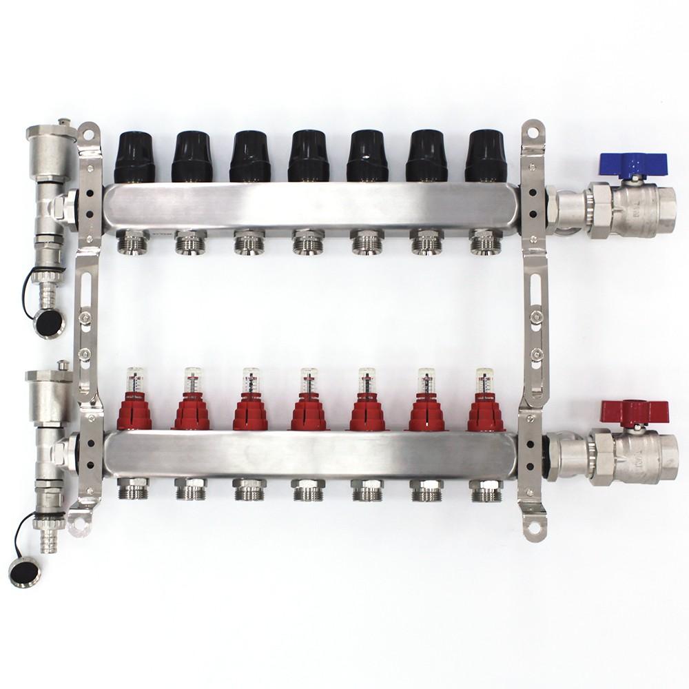 Коллекторная группа TIM из нерж. стали в сборе с расходомерами 7 выходов