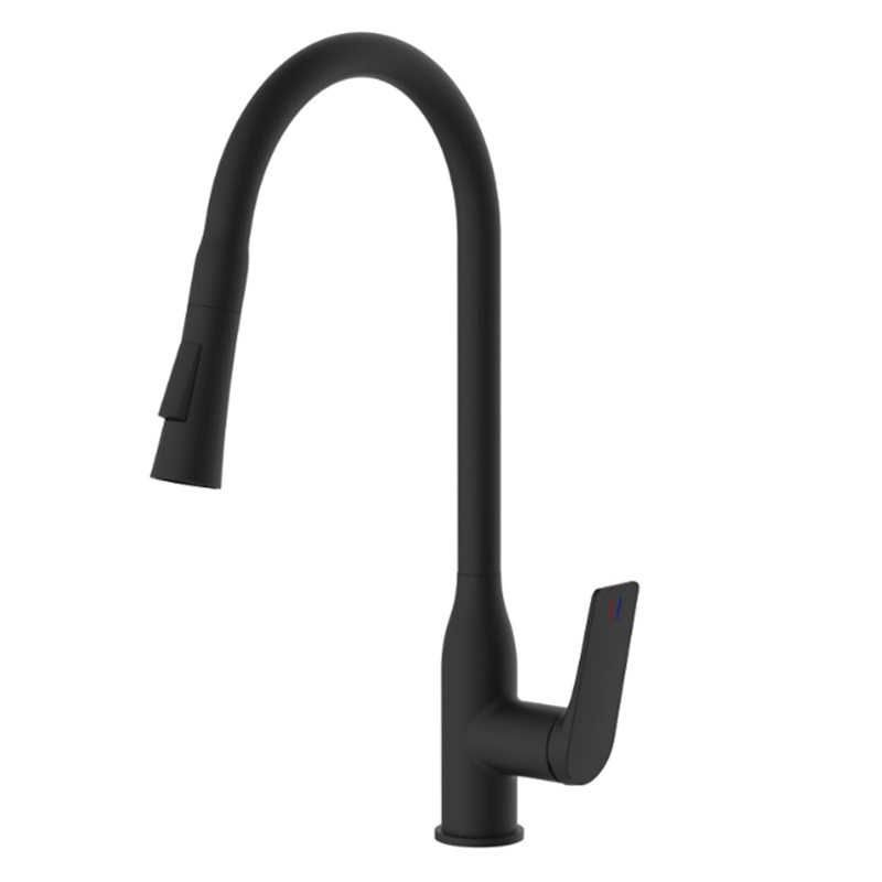 Смеситель для кухни с выдвижной лейкой, латунь VALFEX Adara Black