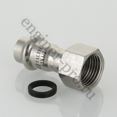 VALTEC Пресс-муфта из нерж. стали с накидной гайкой 12 мм х 1/2" ВР VTi.908.I.001204