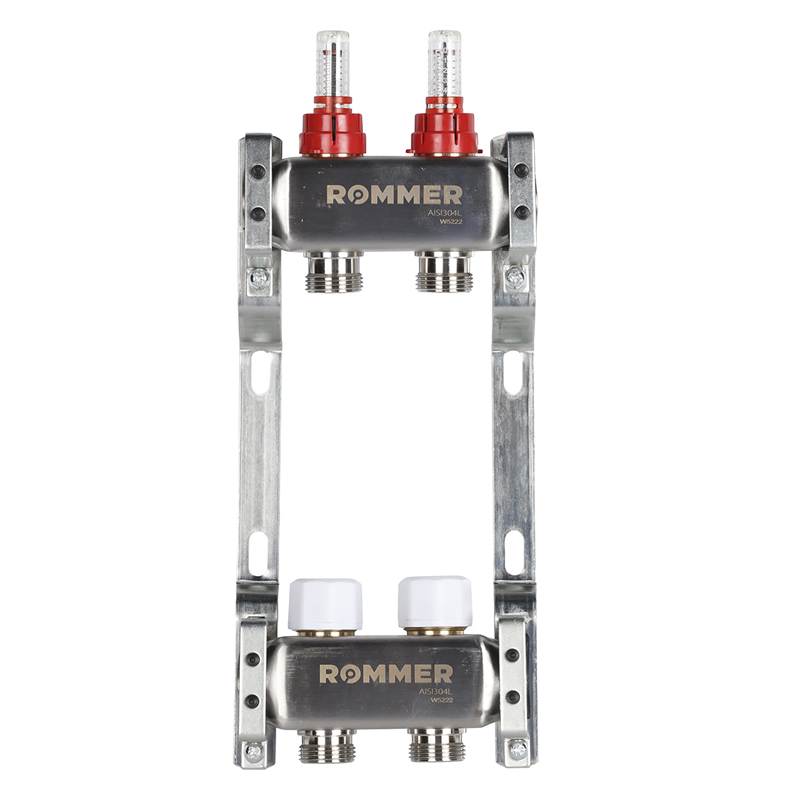 Коллекторная группа ROMMER из нерж. стали с расходомерами 2 выхода