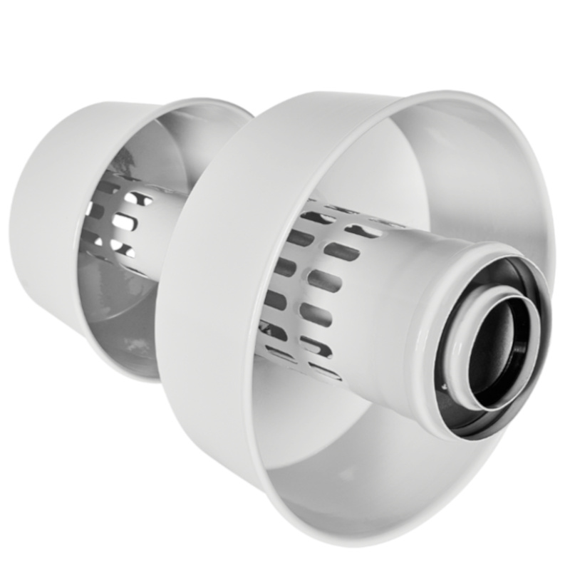 ROMMER Оголовок с ветрозащитой D60/100 БЕЛЫЙ (Алюминий)
